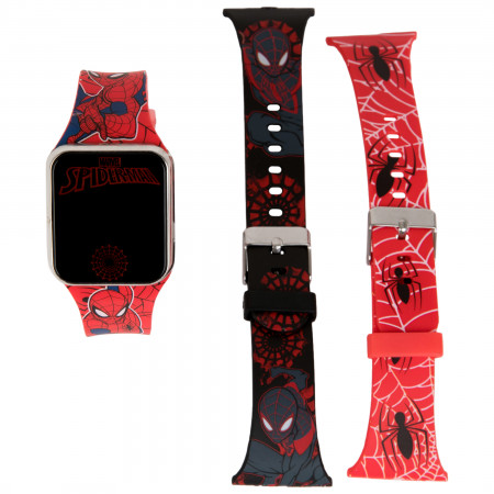 Spider-Man and Miles Morales Kid's Interchangeable LCD Watch Set